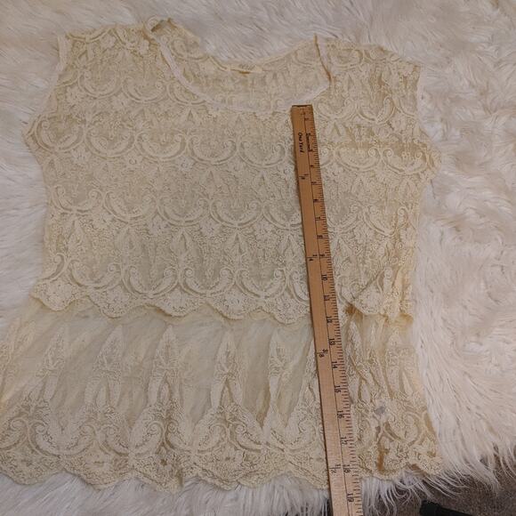 Aerie Size Medium M Sheer See Through Lace Ivory White Elegant Girly Blouse - Picture 4 of 8
